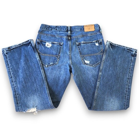 HOLLISTER Balboa 32x30 Men's Button Fly Jean Straight Distressed Denim Blue - Picture 3 of 15